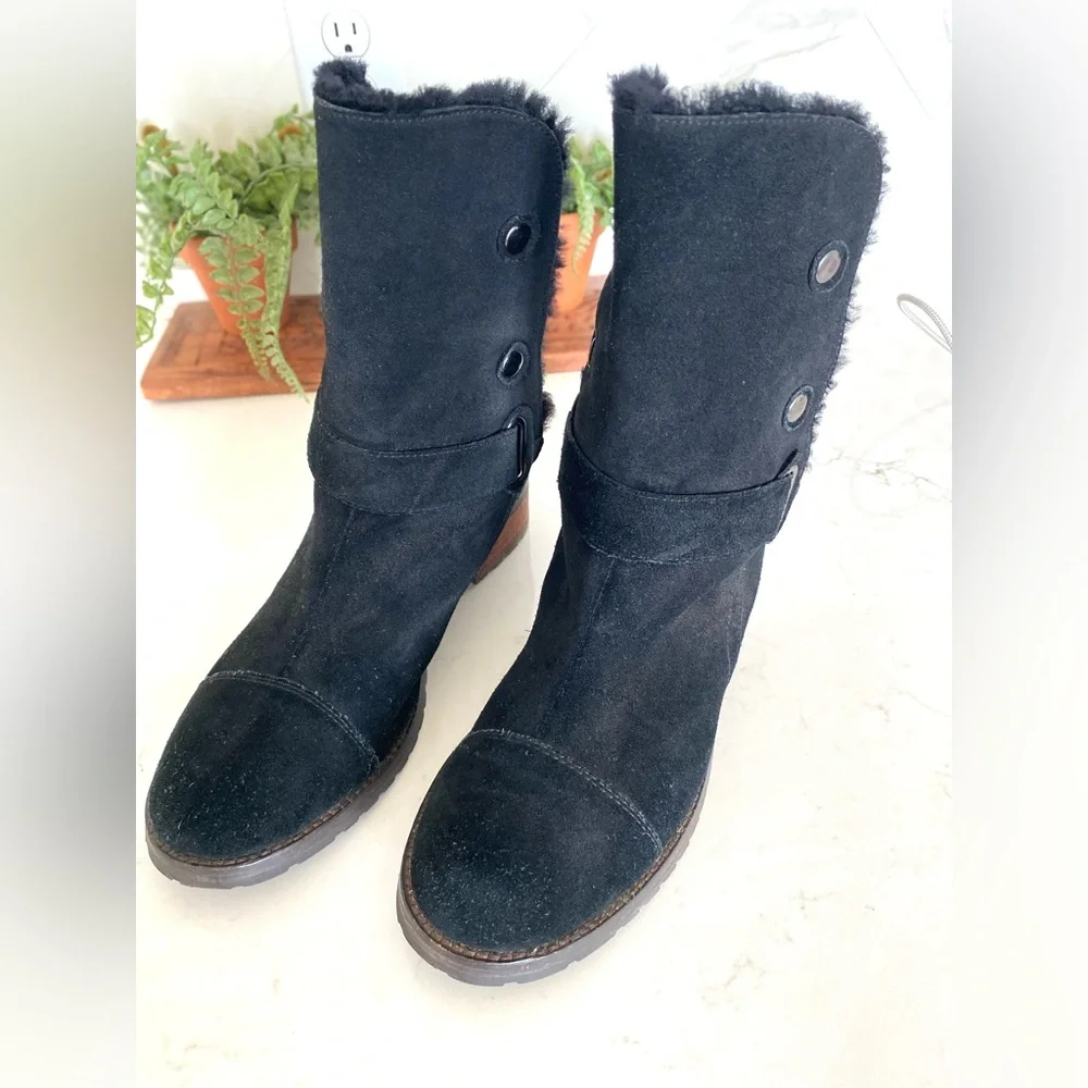 Matt Bernson Suede Tundra Booties Button Up Fold Down Sz 10